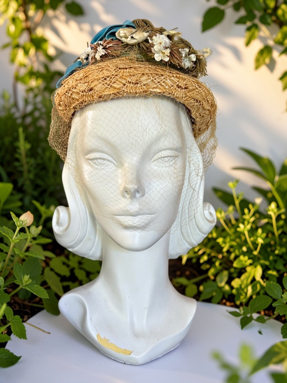 1950s Sutherland Rude Asymmetrical Straw Cocktail Hat